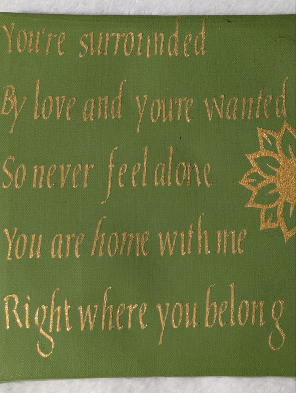 Homemade Green Canvas Wall Art Gold Glitter Inspirational Quote Home Decor 8.5